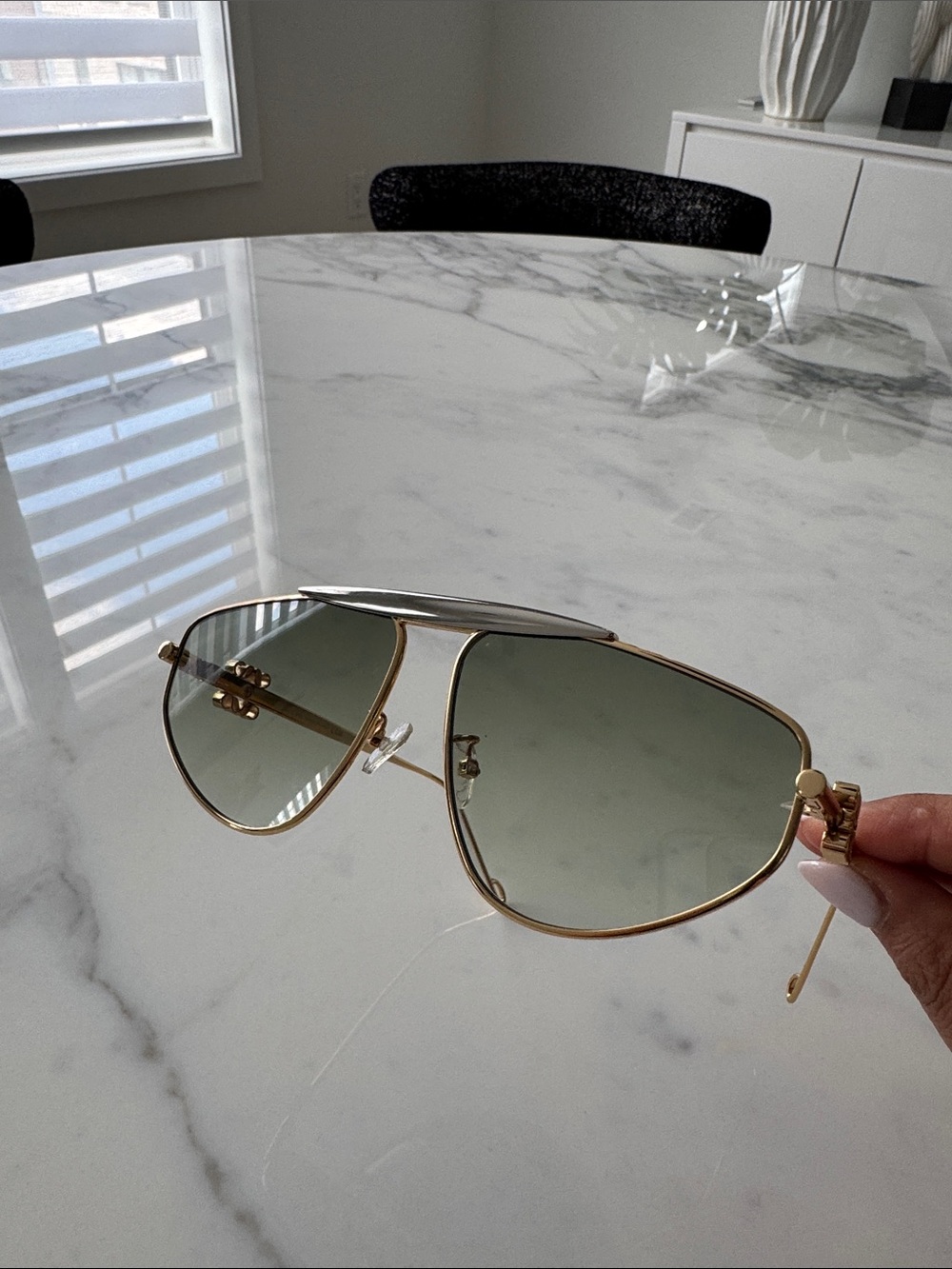 Loewe Gold Metal Aviator Sunglasses with Yellow Case - Picture 9 of 11